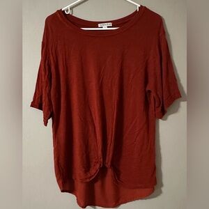 OPHELIA ROE size SMALL, rust colored, short sleeved tee.